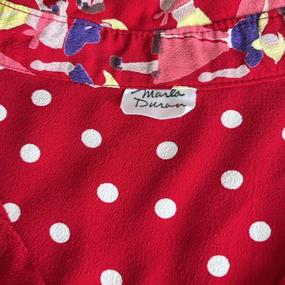 Marla Duran Women's Vintage 90s Lagenlook Polka Dot Oversized Rayon Crepe Top 1X - Picture 6 of 14